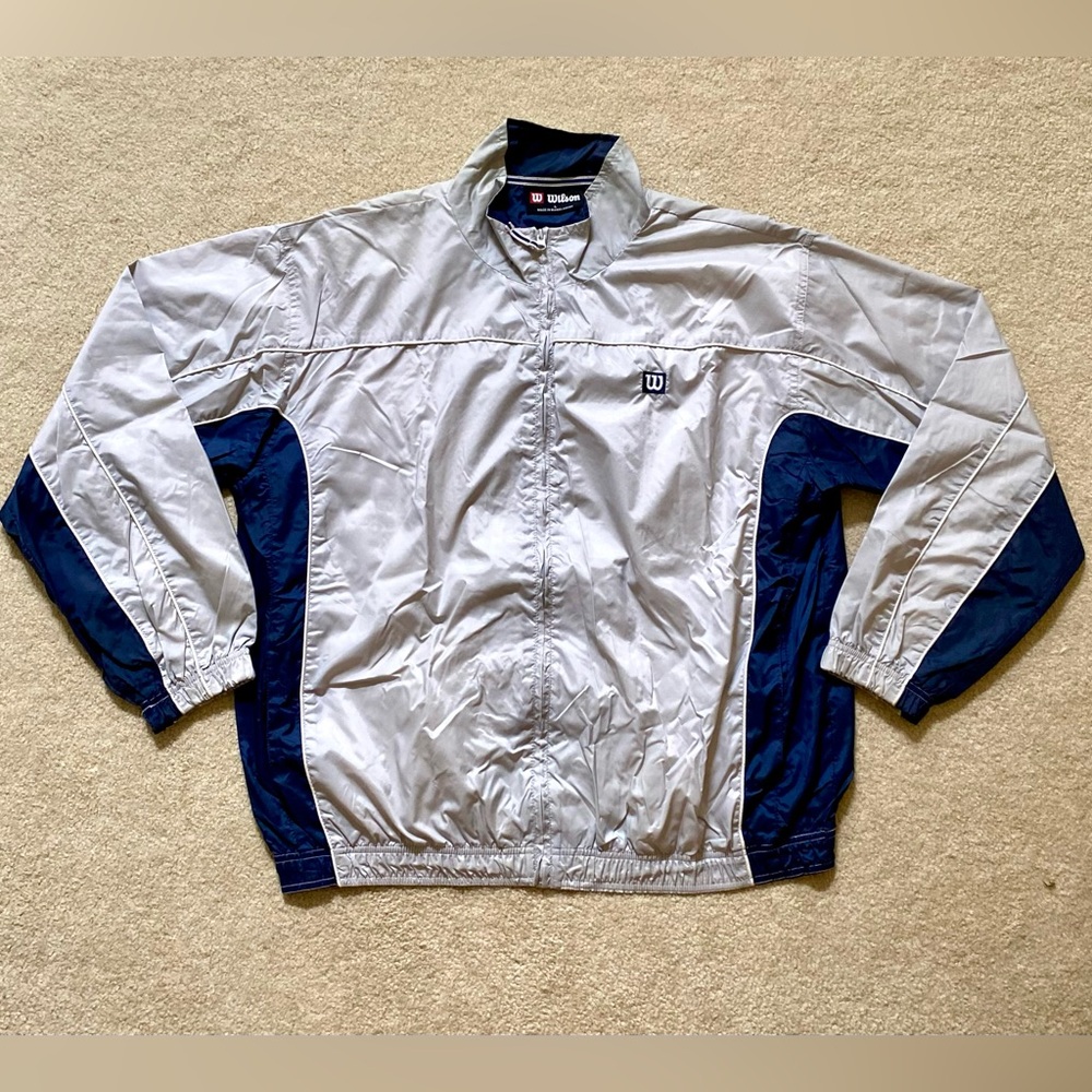 Vintage Wilson Silver & Navy Windbreaker Jacket